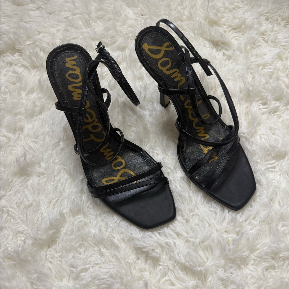 Sam Edelman Black Strappy Square-Toe Slingback Heels size 38